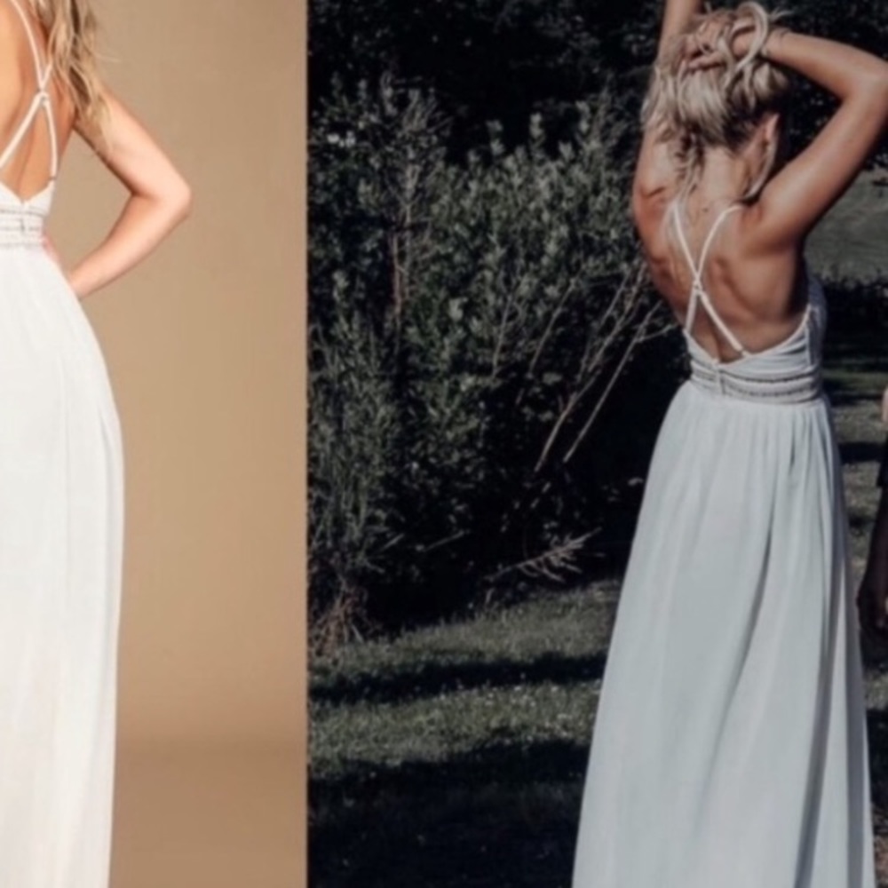 Lulu's White Strappy Back Maxi Dress